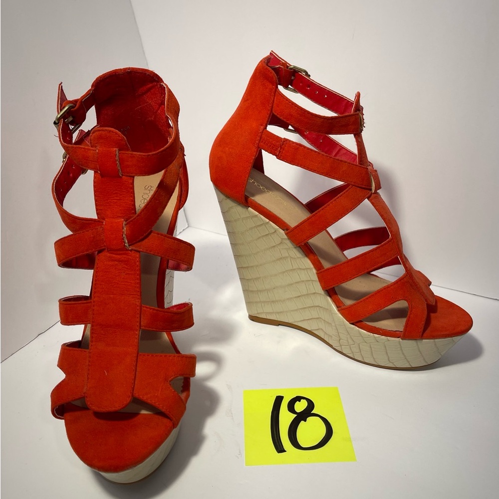Women's Orange Wedge Sandals